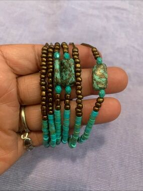 Vintage Turquoise Beaded Multi-Strand Magnetic Bracelet - unisex